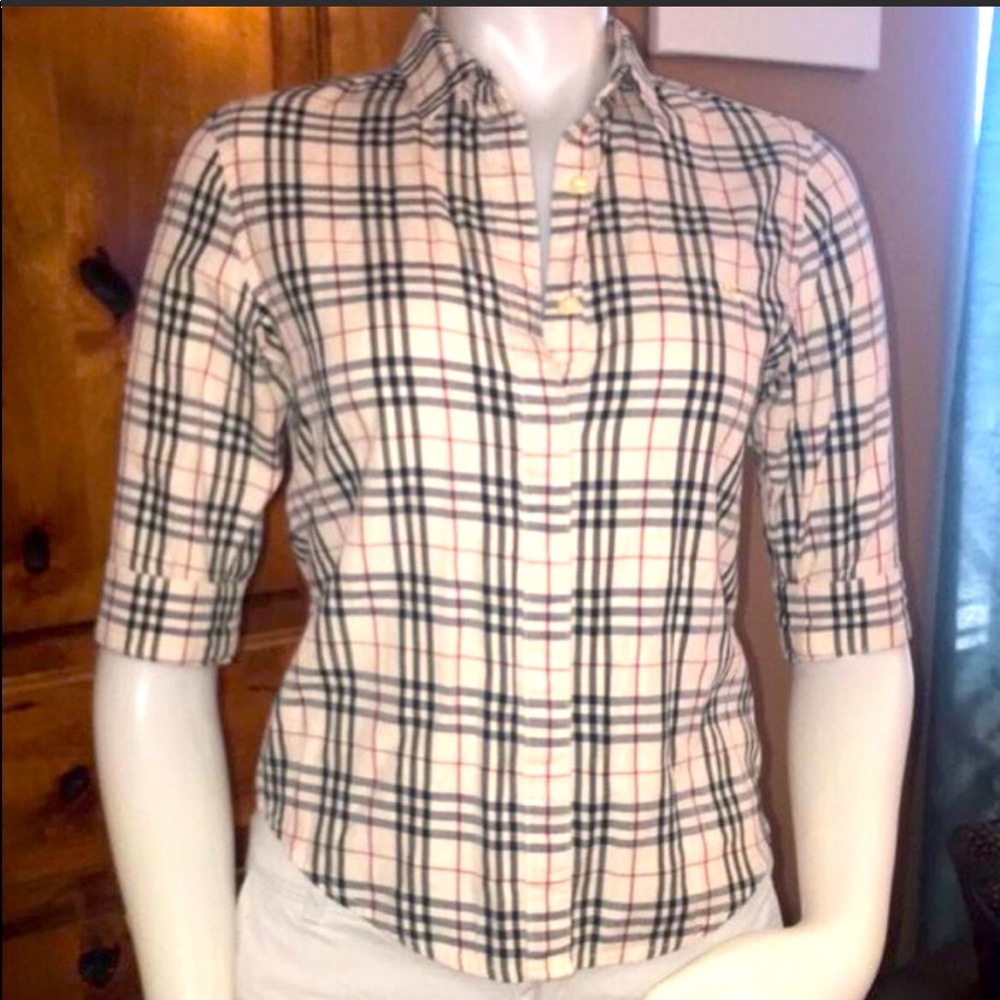 Women’s Burberry 3/4 Sleeve Button-Down Shirt